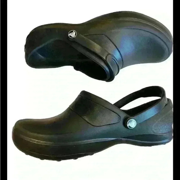 Crocs Women’s Slip Resistant Shoes Pivot Strap Mercy Work Clogs Black Size 8 - Picture 3 of 5